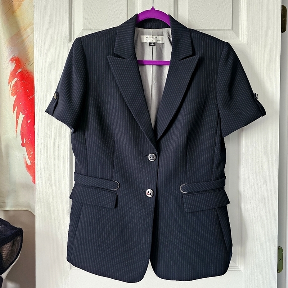 Tahari ASL Short Sleeve Pinstripe Suit Jacket - Size 12 - Picture 8 of 16